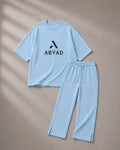 Printed T-Shirt & Split-hem Trousers - A