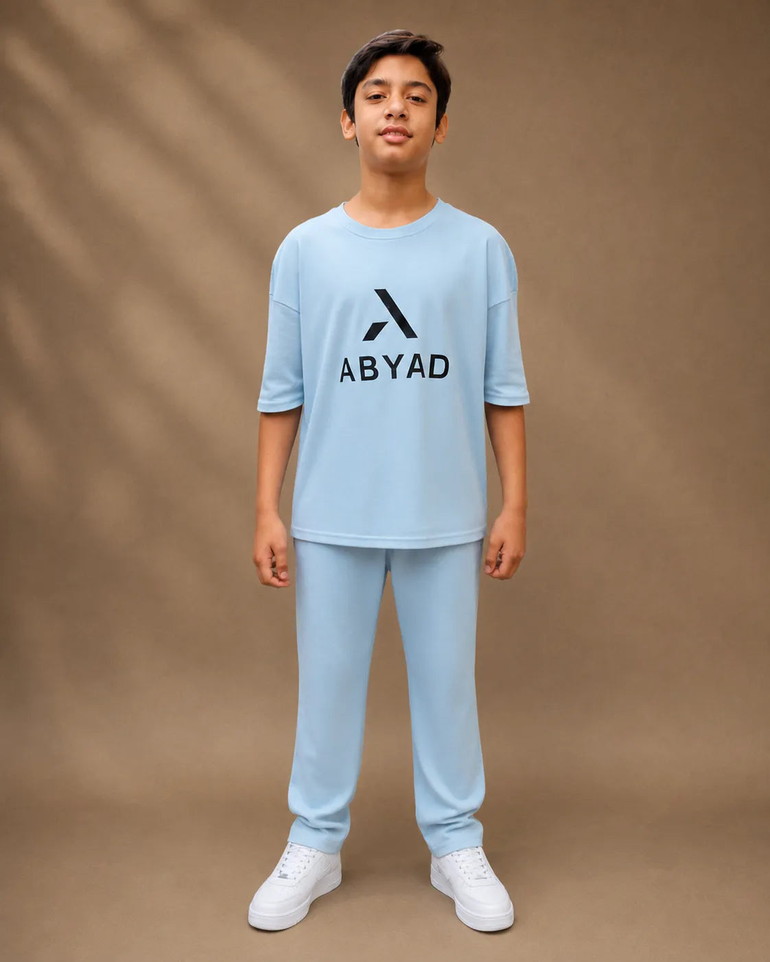 Printed T-Shirt & Split-hem Trousers - A