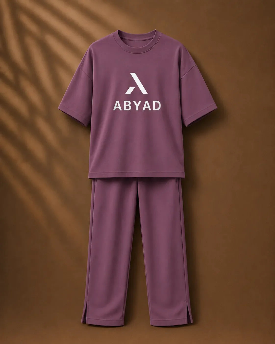 Printed T-Shirt & Split-hem Trousers - A