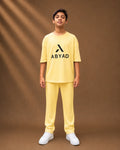 Printed T-Shirt & Split-hem Trousers - A