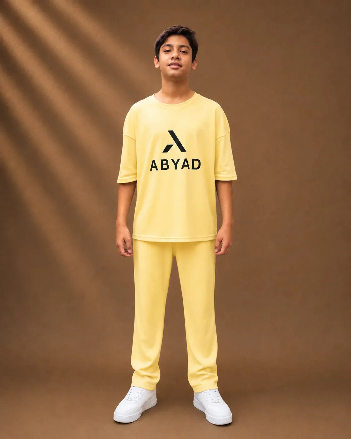Printed T-Shirt & Split-hem Trousers - A