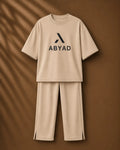 Printed T-Shirt & Split-hem Trousers - A