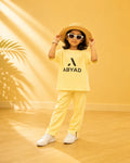 Printed T-Shirt & Split-hem Trousers - A