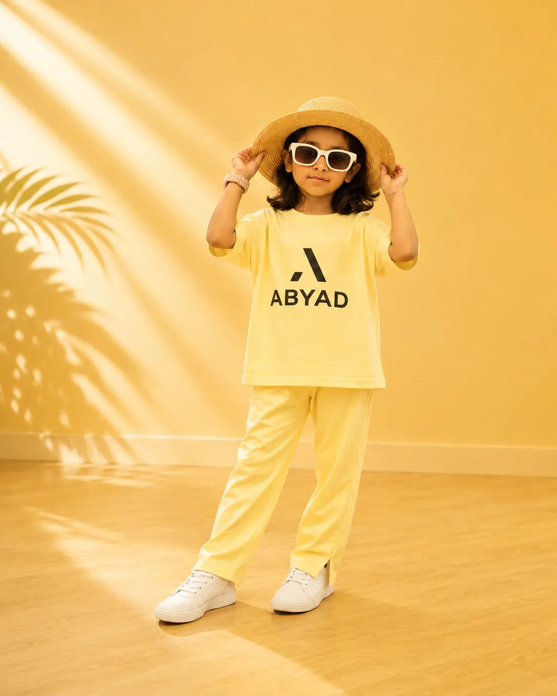 Printed T-Shirt & Split-hem Trousers - A