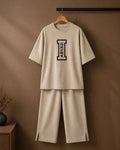 Printed T-Shirt & Split-hem Trousers - I