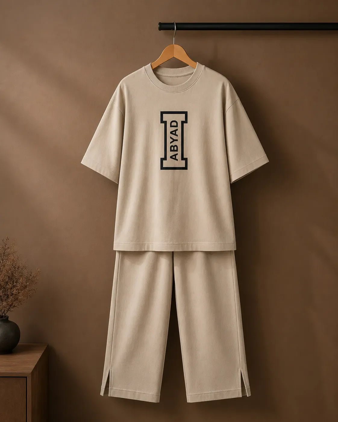 Printed T-Shirt & Split-hem Trousers - I