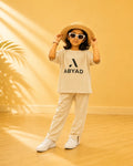 Printed T-Shirt & Split-hem Trousers - A