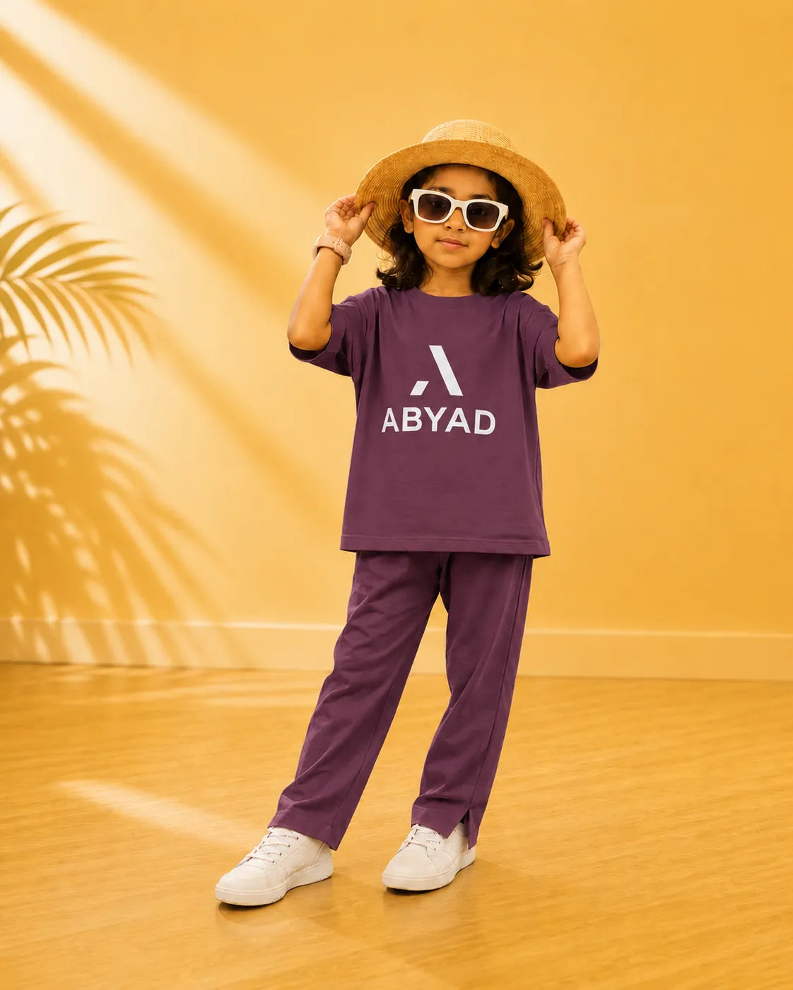 Printed T-Shirt & Split-hem Trousers - A