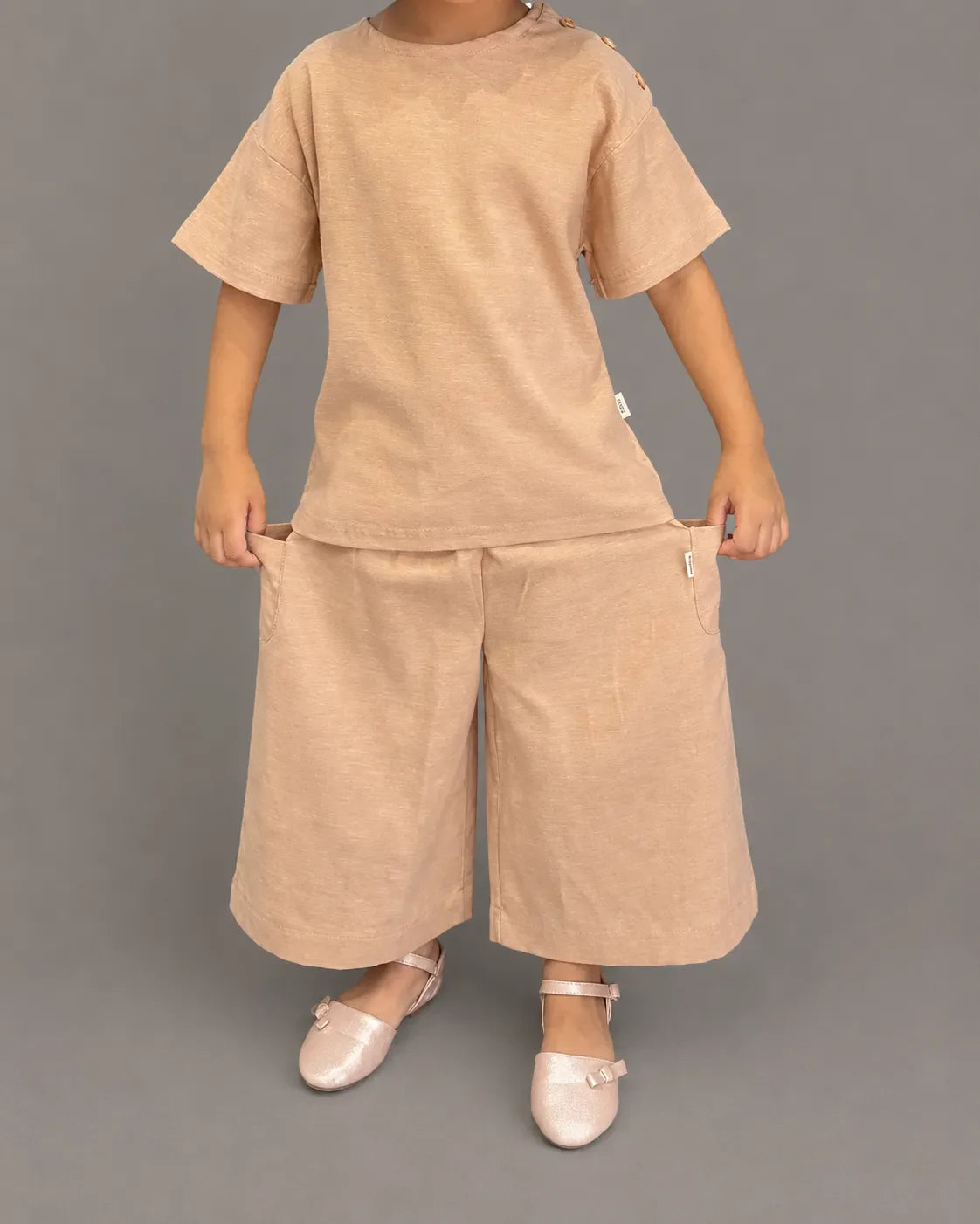 Girls Wide-Leg Chambray Set