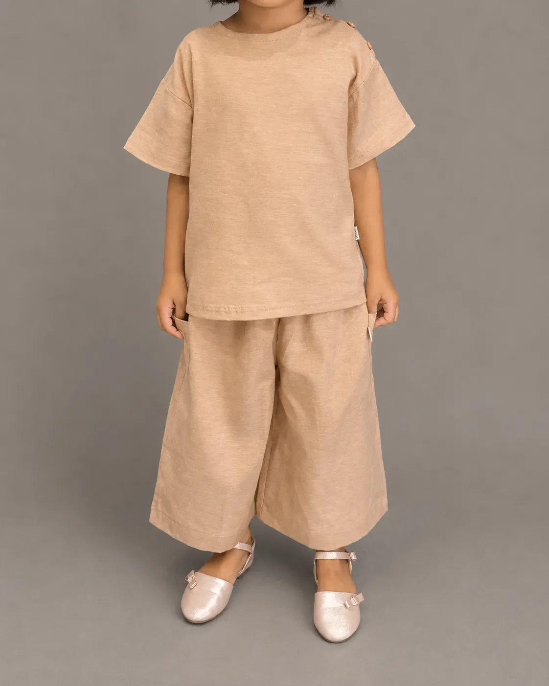 Girls Wide-Leg Chambray Set