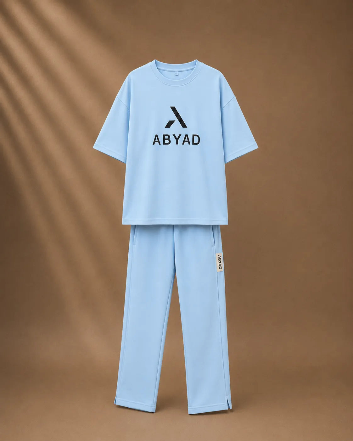Printed T-Shirt & Split-hem Trousers - A