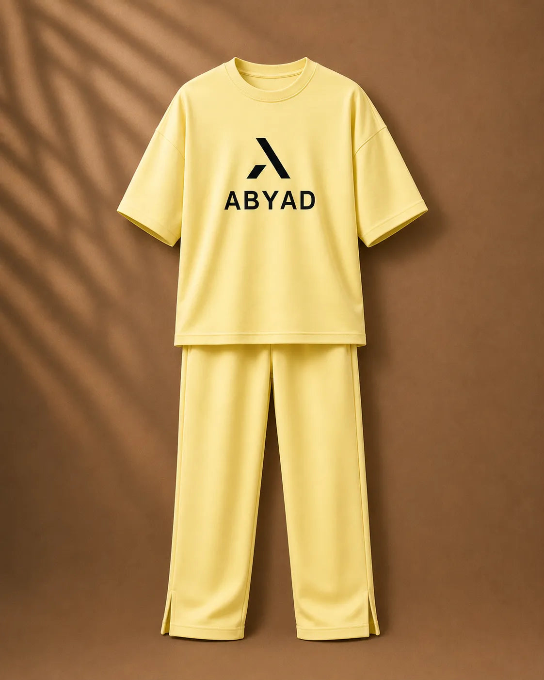 Printed T-Shirt & Split-hem Trousers - A