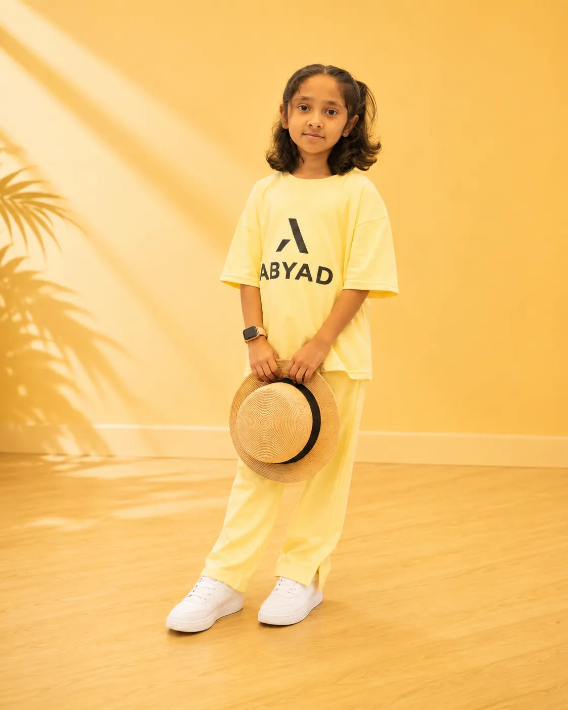 Printed T-Shirt & Split-hem Trousers - A