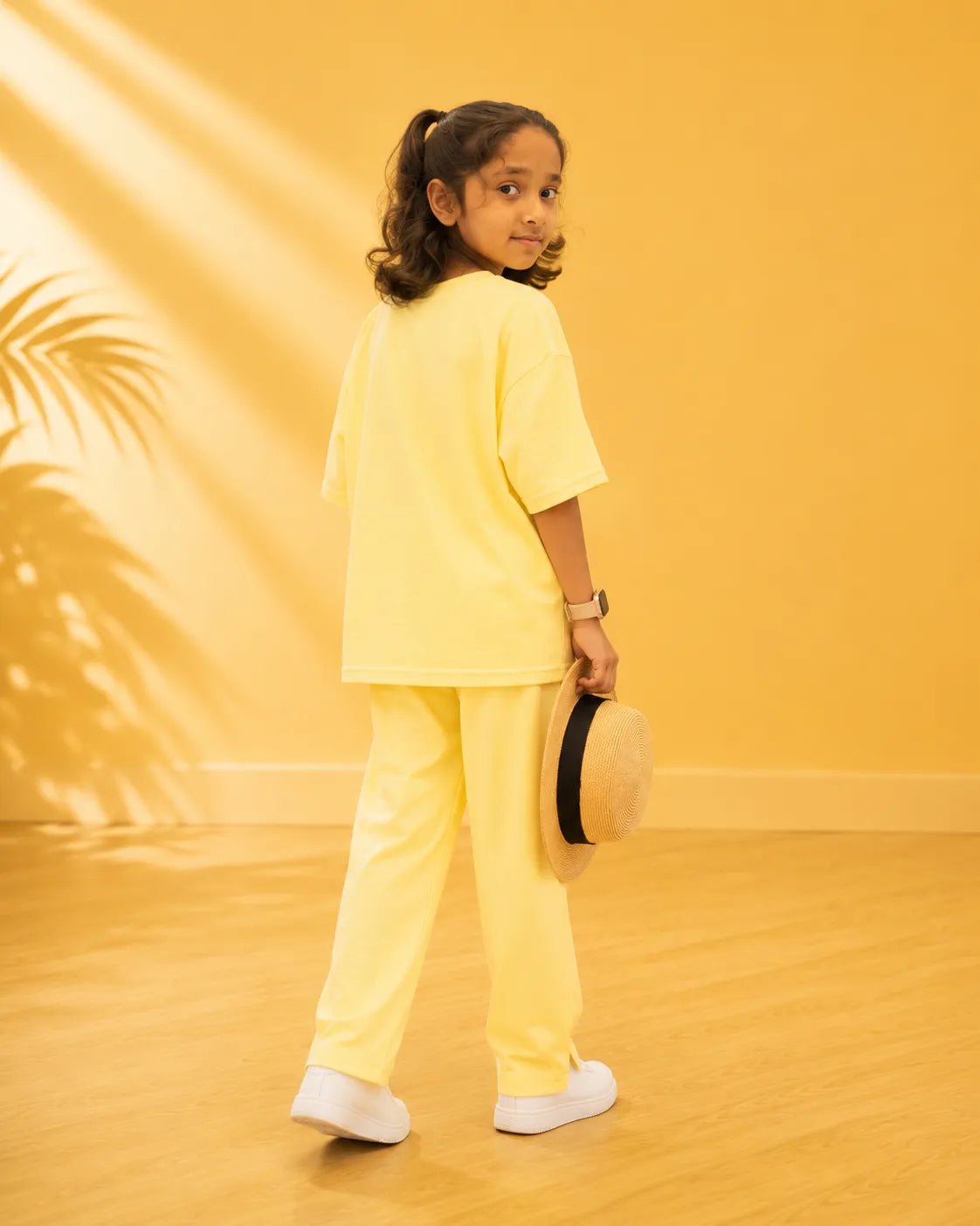 Printed T-Shirt & Split-hem Trousers - A